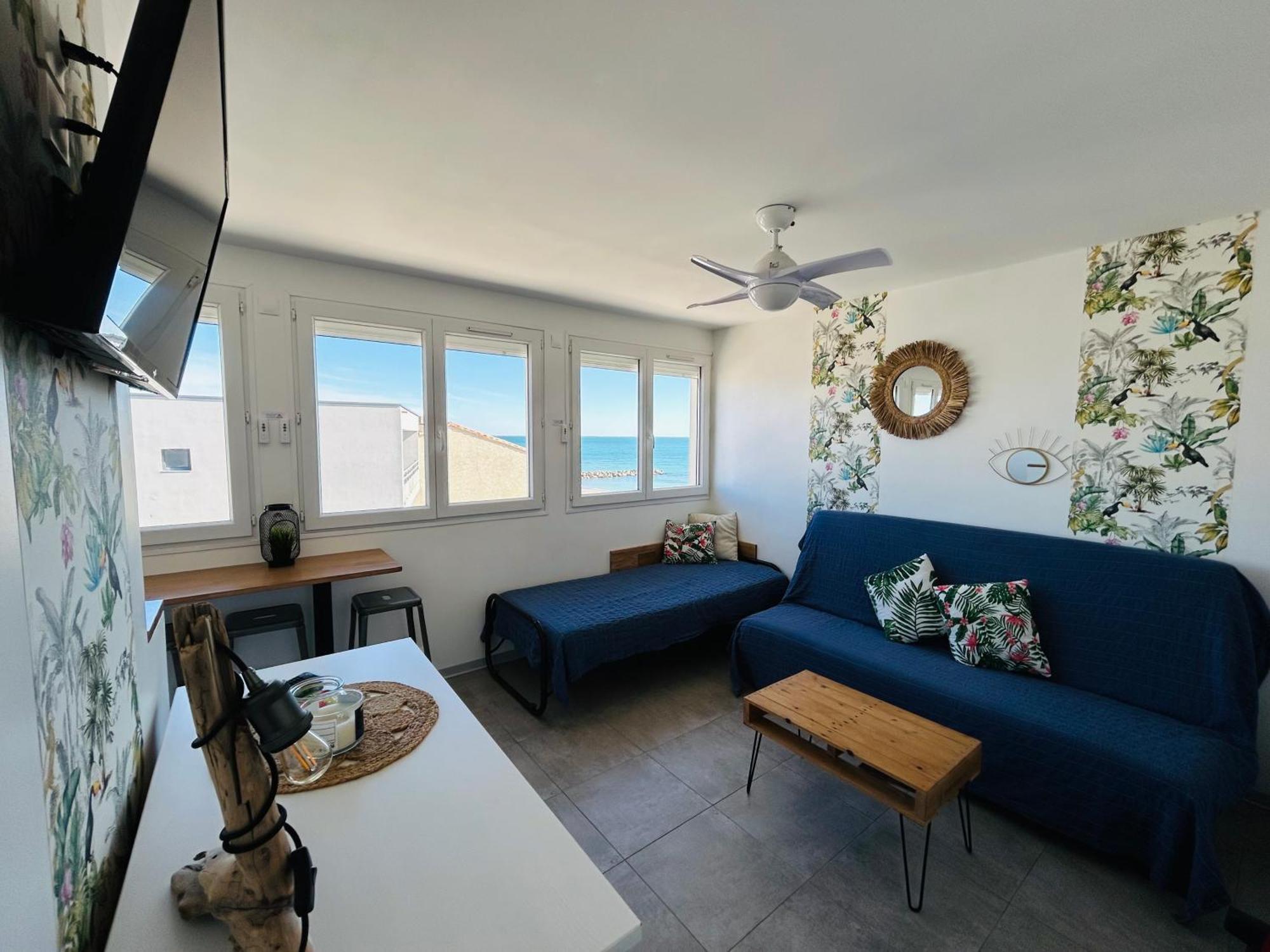 Estudio 1Ere Ligne Vue Mer ,Place De Parking Privee Acces A La Plage De La Residence 3Eme Etage Palavas-les-Flots Kültér fotó